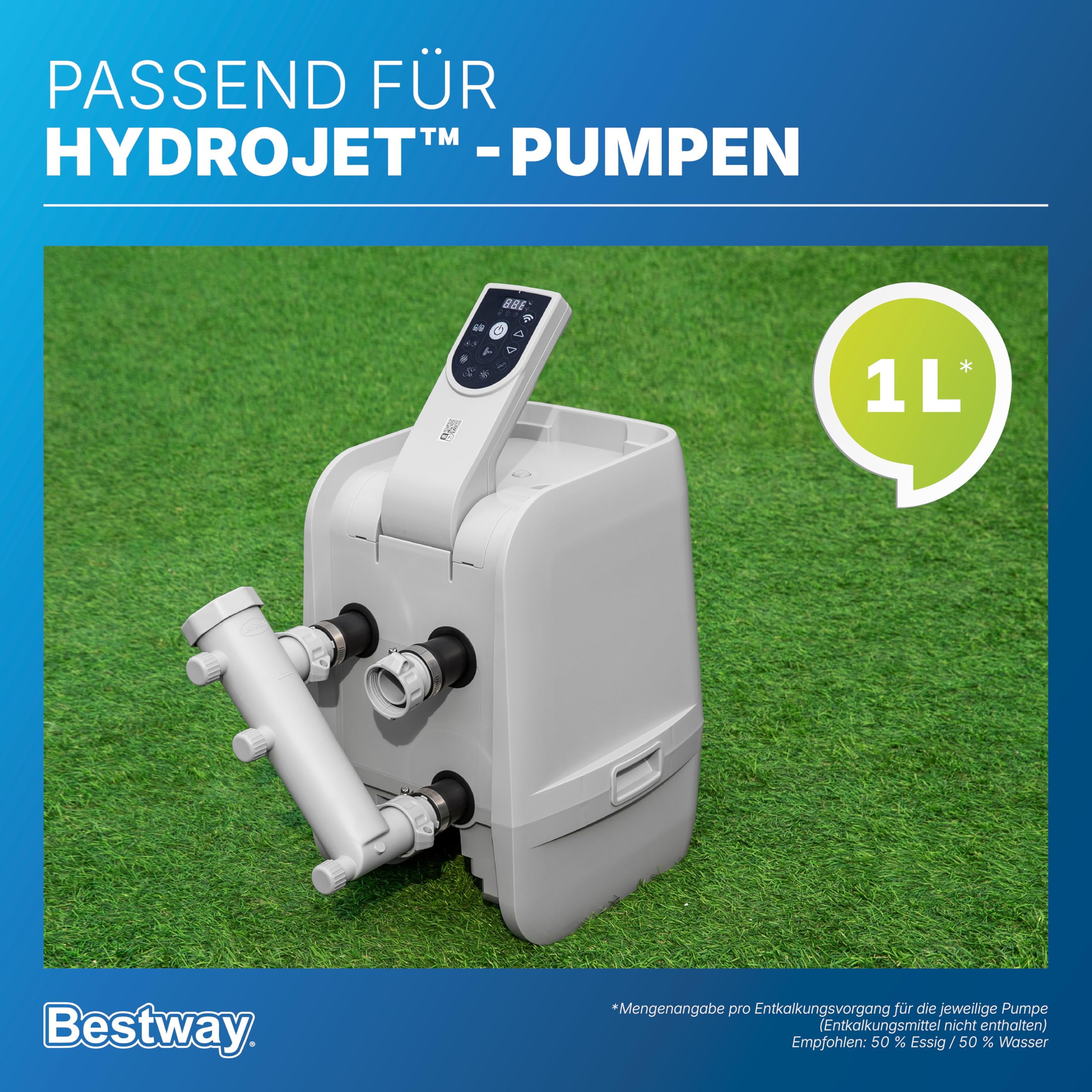 Lay-Z-Spa Entkalker-Adapter für Pumpeneinheiten – Zubehör gegen Kalk & E02-Fehler, für AirJet & HydroJet Pumpen, Wartung ohne Ausbau (ohne Entkalkungsmittel)