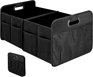 Simple Deluxe Organizador de maletero de 2 compartimentos para coche/SUV, plegable, 600D, impermeable, poliéster Oxford, caja de almacenamiento de 50 L, antideslizante y a prueba de fugas, accesorios