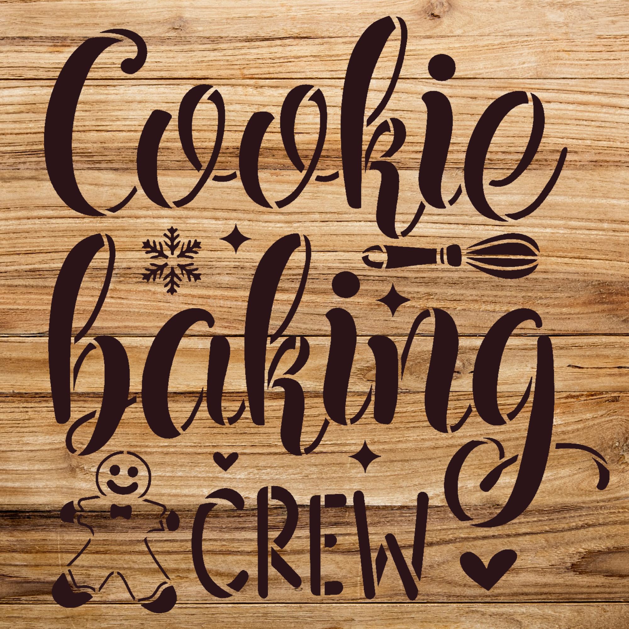 Cookie Baking Crew Stencil Pattern for Wood Signs and Home Decor, Reusable Mylar Template, Ideal for Christmas and Winter Craft Projects - Size A4 (8.5