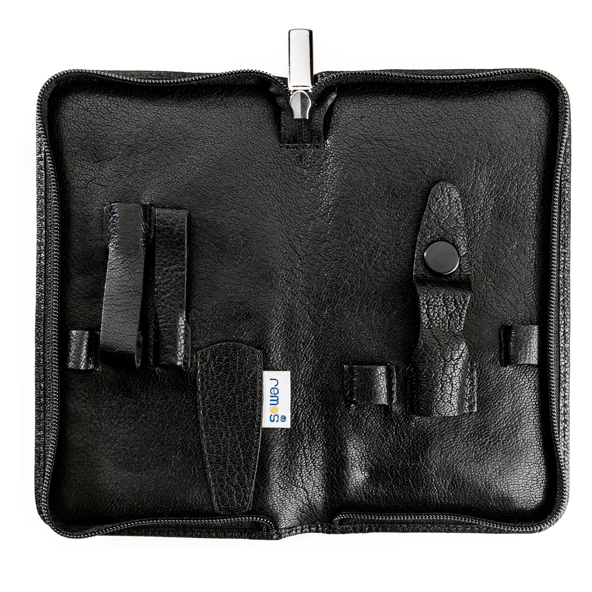 REMOS Set manicure in vera pelle, vuoto, per 7 strumenti - nero