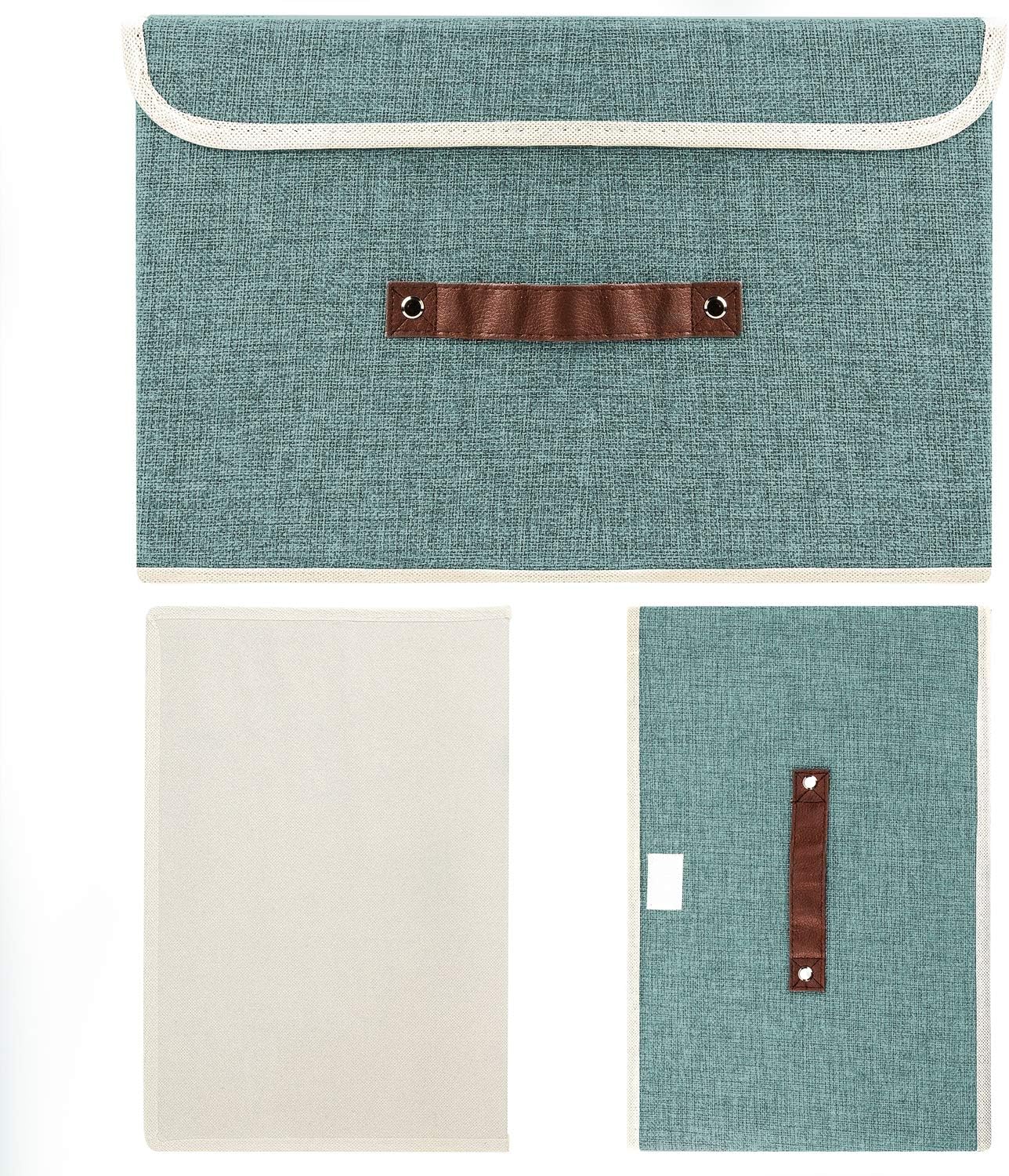 TYEERS Foldable Storage Boxes with Lids 5 Pack Fabric Storage Bins with Lids, Closet Organizers for Clothes Storage, Room Organization, Office Storage, Toys - Aqua Deep