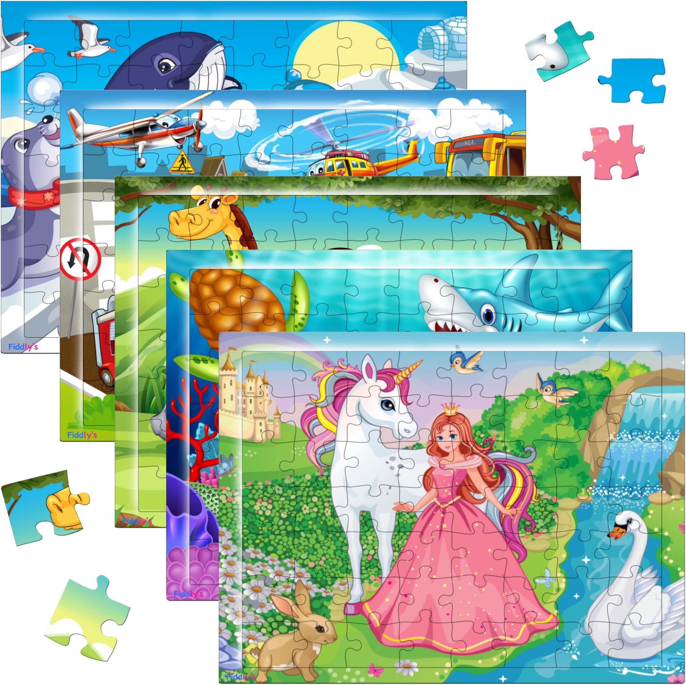 Fiddlys 54 Pcs Wood Jigsaw Puzzles for Kids & Children Age 6+ Animal ...