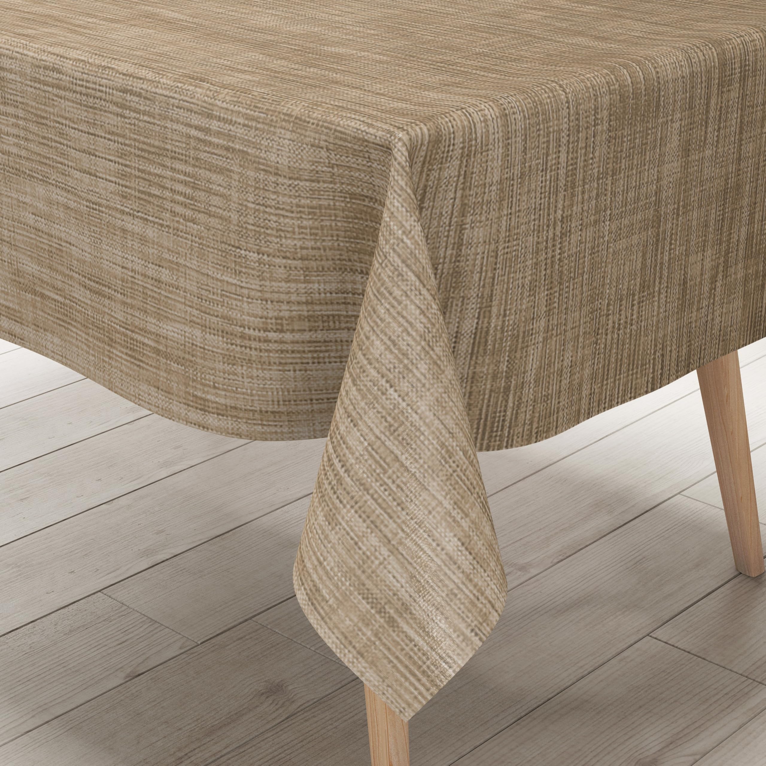 KEVKUS Wachstuch Tischdecke 160 cm Breite Übergröße B1778-01 beige Leinenoptik - Größe und Form frei wählbar + knickfreier Versand + gerollt auf Papphülse