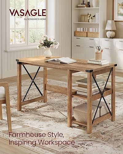 Miniatura 3 de VASAGLE Escritorio para computadora, escritorio de oficina en casa con estantes de almacenamiento a la derecha o izquierda, granja, para trabajo,