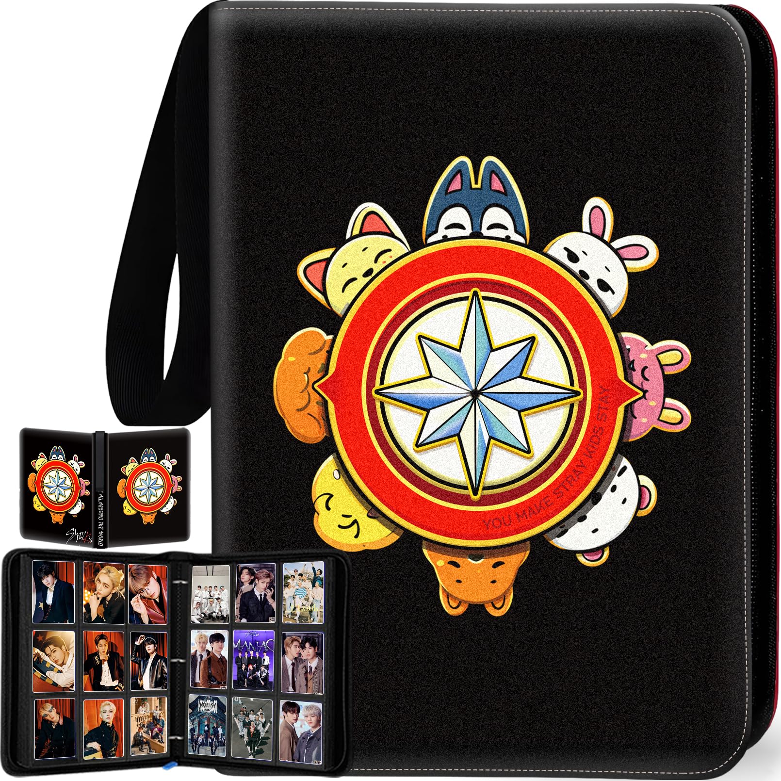 Stray Photocards Binder 400 Pockets, Stray Fans Gifts & SKZOO Merch Collectors, 4-Pocket Portable Waterproof Display Kpop Photo Cards Collector Ablum