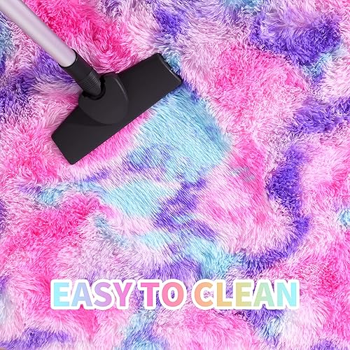 Miniatura 5 de junovo Alfombra lanuda ultra suave y lavable, alfombra ovalada antideslizante para guardería, dormitorio de niños y decoración del hogar (2.6 x 5.3