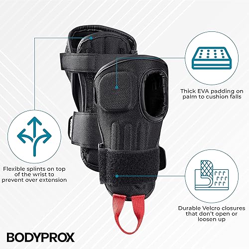 Miniatura 3 de BODYPROX Muñequeras de impacto (1 par) para snowboard, patinaje y patinaje, protector de muñeca de protección deportiva