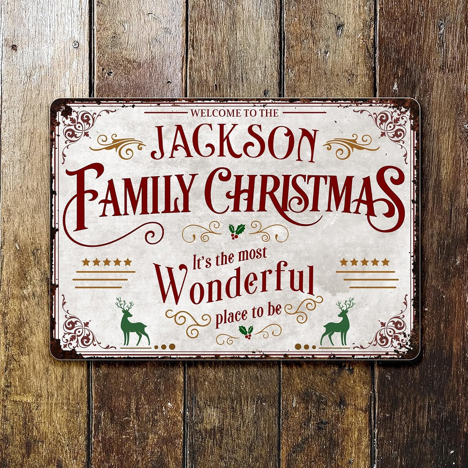Welcome To The Family Christmas, Most Wonderful Place To Be, Metal Sign, Gift For Family, Tin Sign for Home Farmhouse Kitchen Cafe Bar Wall Decor, Wall Decor Christmas Holiday Decoration