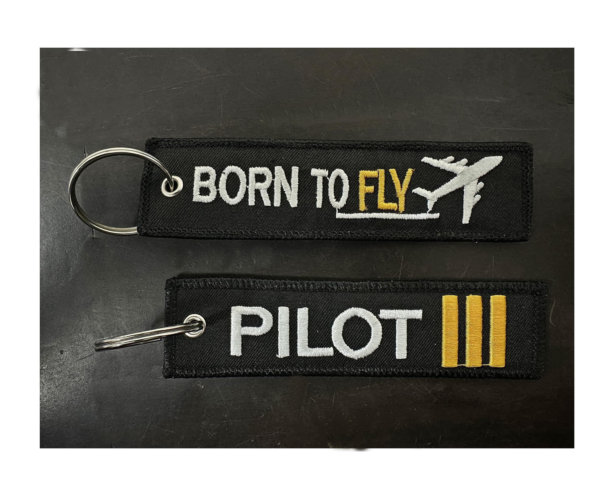 Pilot 3 Bar/Born to Fly Keychain (Black)-image-4