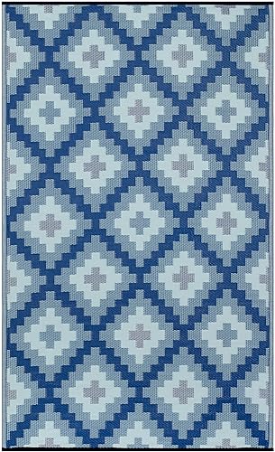 Miniatura 3 de FH Home Alfombra para exteriores, impermeable, resistente a la decoloración, reversible, plástico reciclado de alta calidad, acabado geométrico para