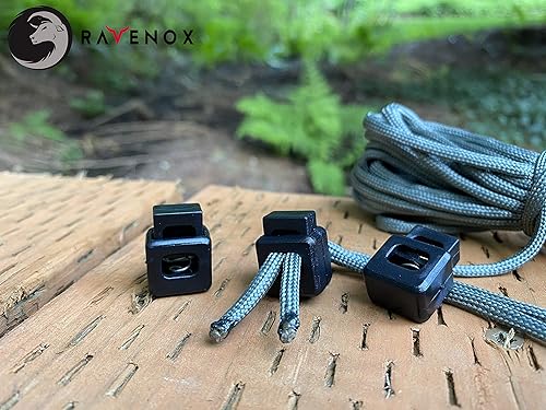 Miniatura 4 de Ravenox - Candado de cuerda cuadrada para cordones de zapatos con una sola mano, cierre de plástico para cuerda, cordel, bolsos, equipaje, ropa y