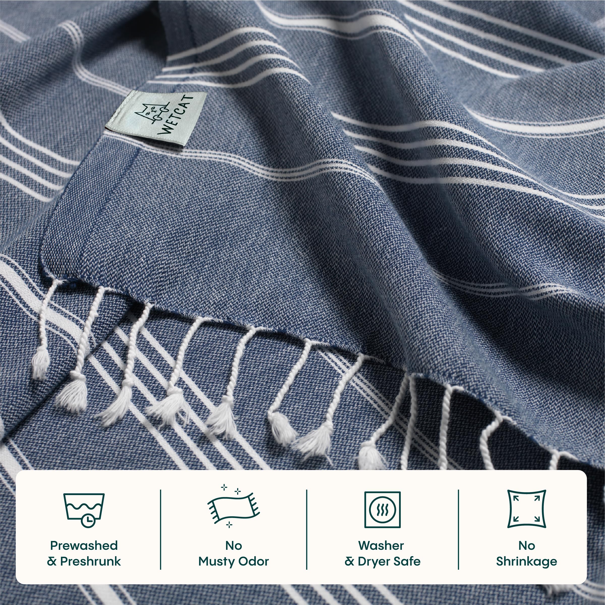 WETCAT Telo mare turco oversize 38 x 71 cm, 100% cotone, senza sabbia, ad asciugatura rapida, extra large, leggero, accessorio da spiaggia, idea regalo, blu scuro