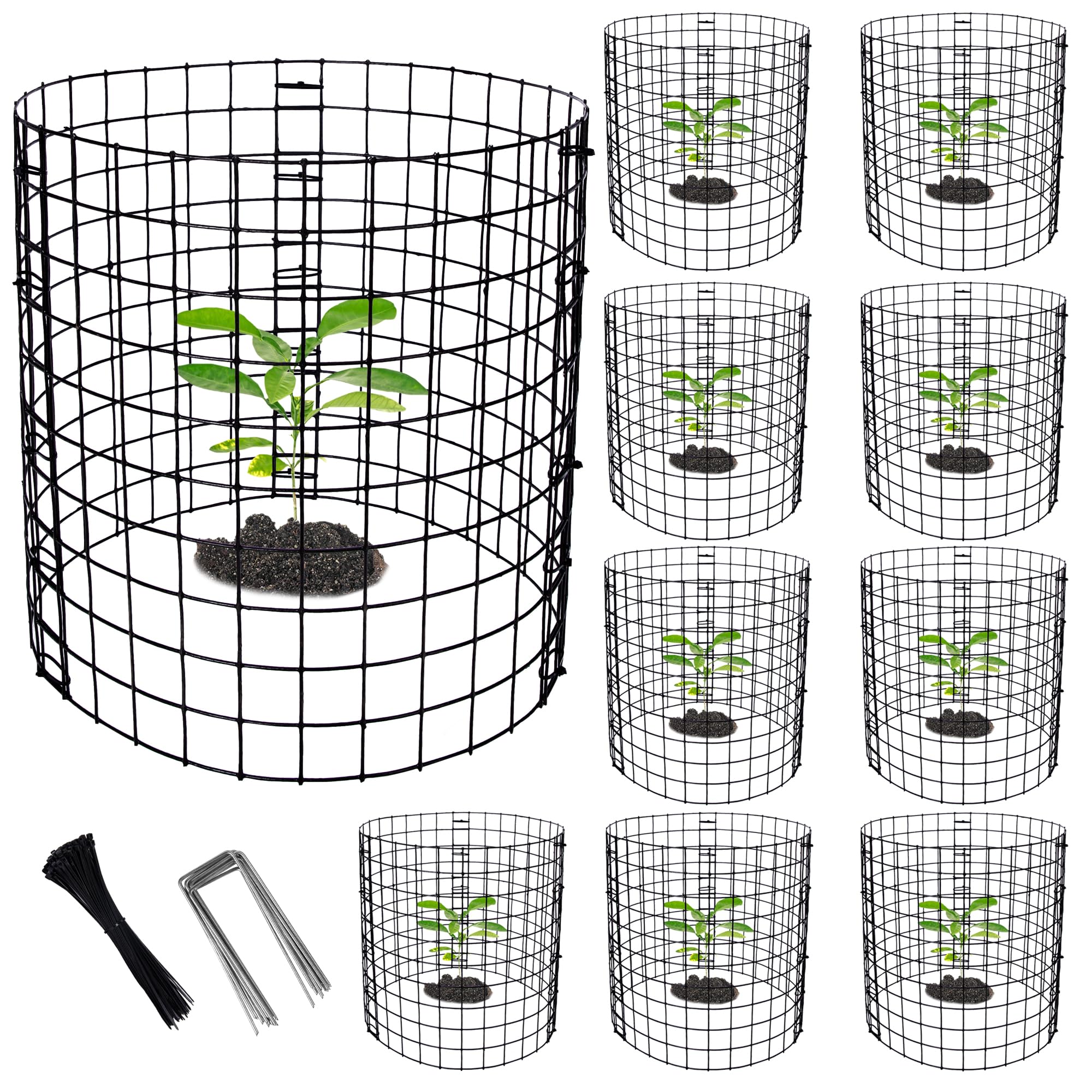 Adnee 10 Packs Wire Plant Protector from Animals - 12" H X 12" D Metal Mesh Plant Cage Covers - Sturdy Garden Bunny Barricades Chicken Wire Cloche for Plants Shrubs Vegetables Flowers