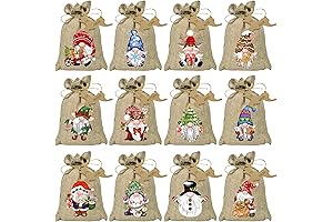 BORAMDO 24 Pack Gnome Supplies Burlap Gift Bags