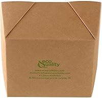 Vista 6 de EcoQuality Paquete de 25 recipientes de comida para llevar, caja de papel kraft marrón de 26 onzas, resistente a fugas y grasa, para el microondas