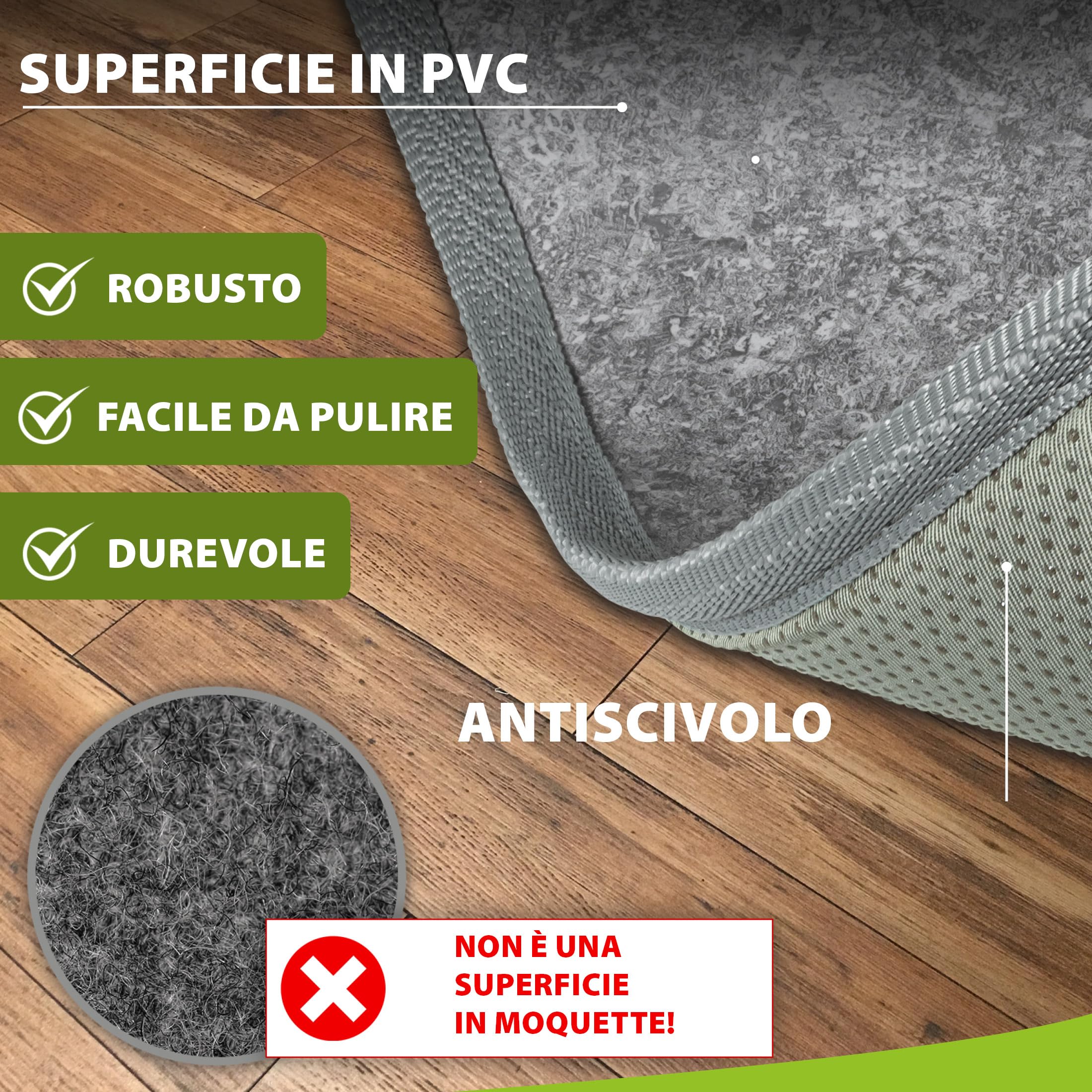 Mi-Heat Carbon Feet Pannello Riscaldante Scrivania Infrarossi (55x50cm) – Tappetino Piedi con Dimmer Regolabile Potente ca. 55°C – Base Antiscivolo, Grigio