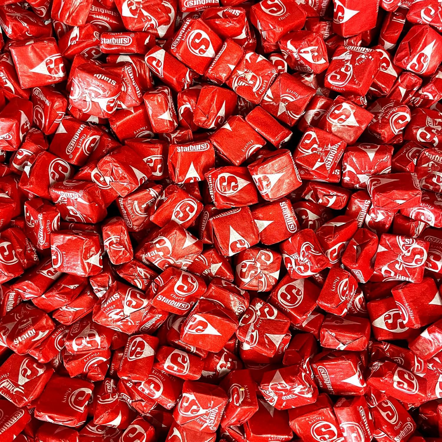 Star Bursts Cherry Chewy Candy - 1 LB, Single Flavor Red Soft Original Fruit Chews Candy, Individually Wrapped Bulk Candies, 16 Oz