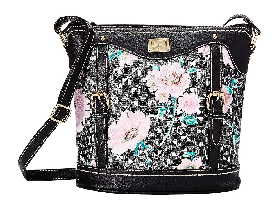 

b.o.c. Travis Floral Crossbody (Black/Black) Cross Body Handbags