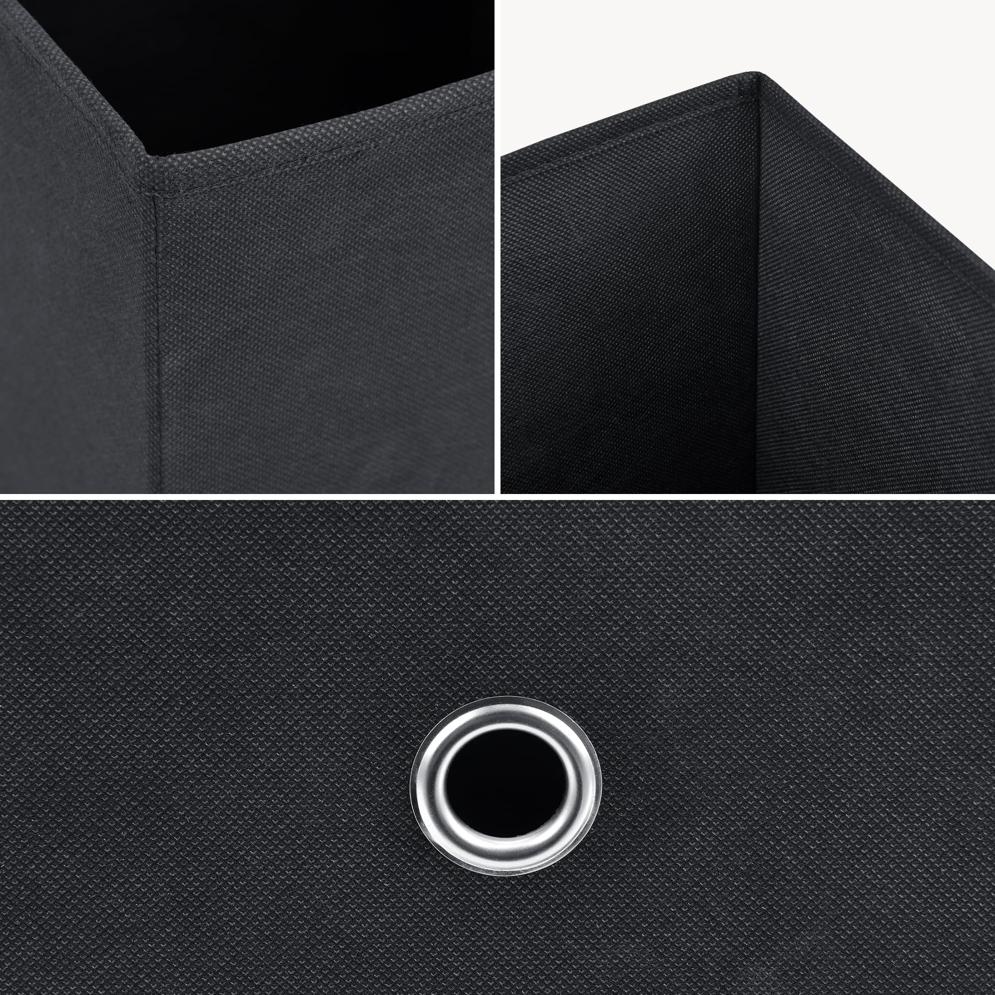 [en.casa] Set de 10 x Caja de almacenamiento plegable 28x30x30cm Juego de 10 Cajas Almacenaje Organizadoras con Asa Contenedores para Ropa o Juguetes Negro