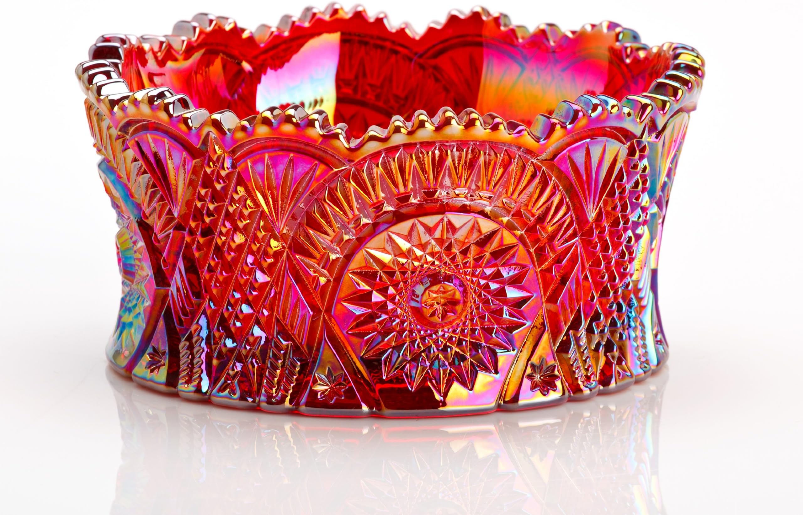 Star and Arched or Diamond Classic Nappy Bowl Mosser USA (Red Carnival)