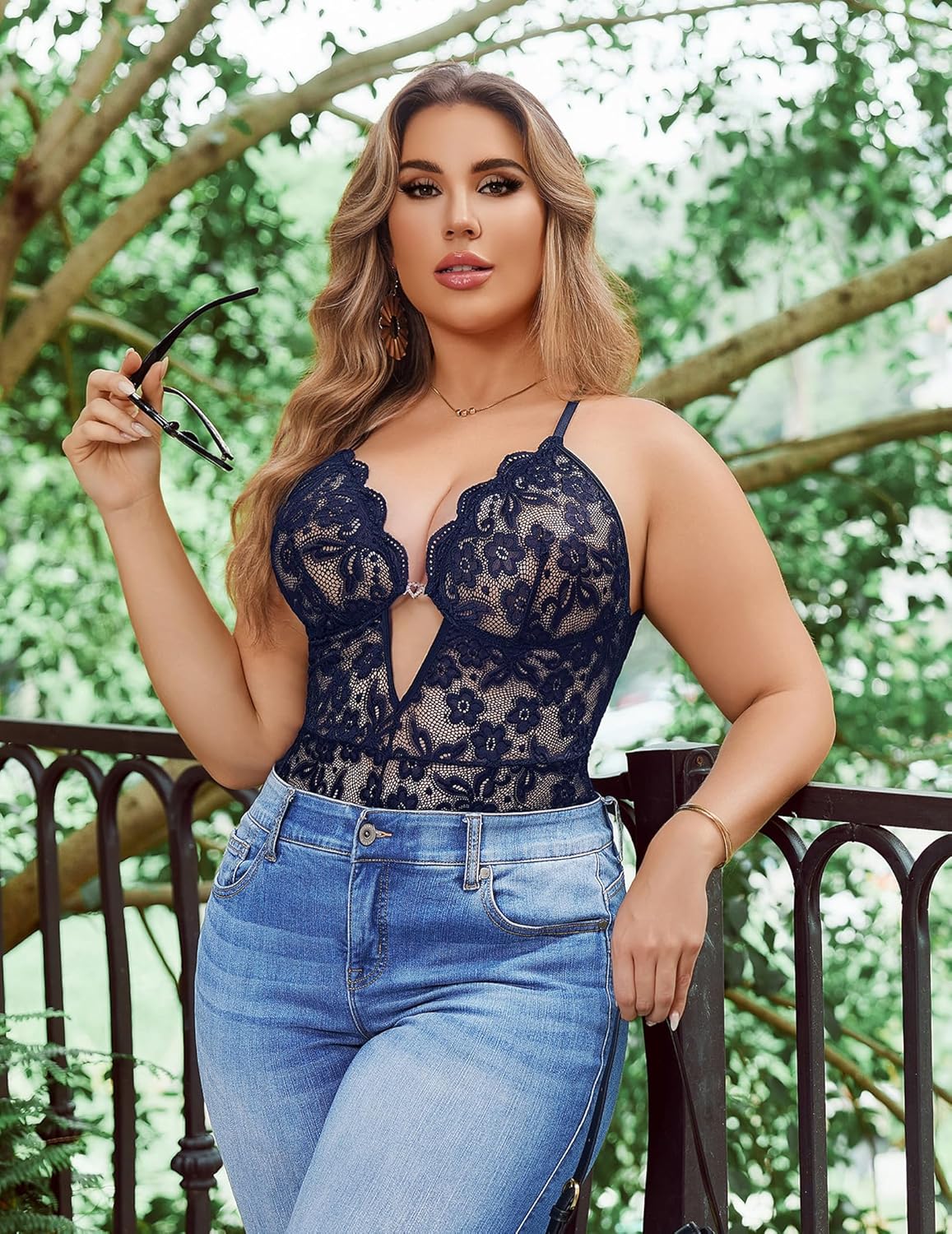 Avidlove Women Plus Size Lingerie Lace Teddy Deep V Lingerie Bodysuit One Piece Babydoll 14-22 Plus - Image 4