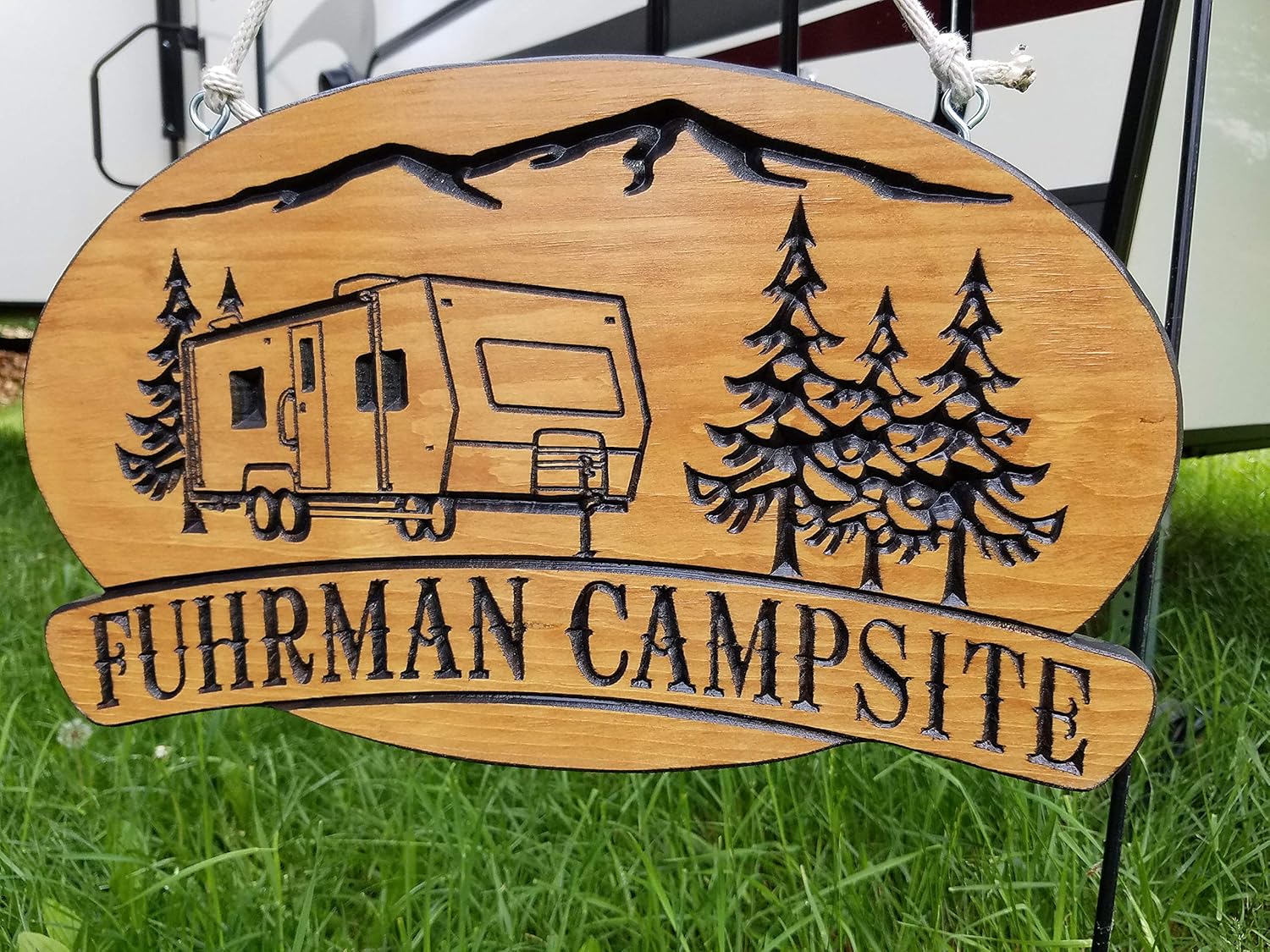 Family Campsite Sign Personalized Plaque Sign Wooden Last Name Rustic