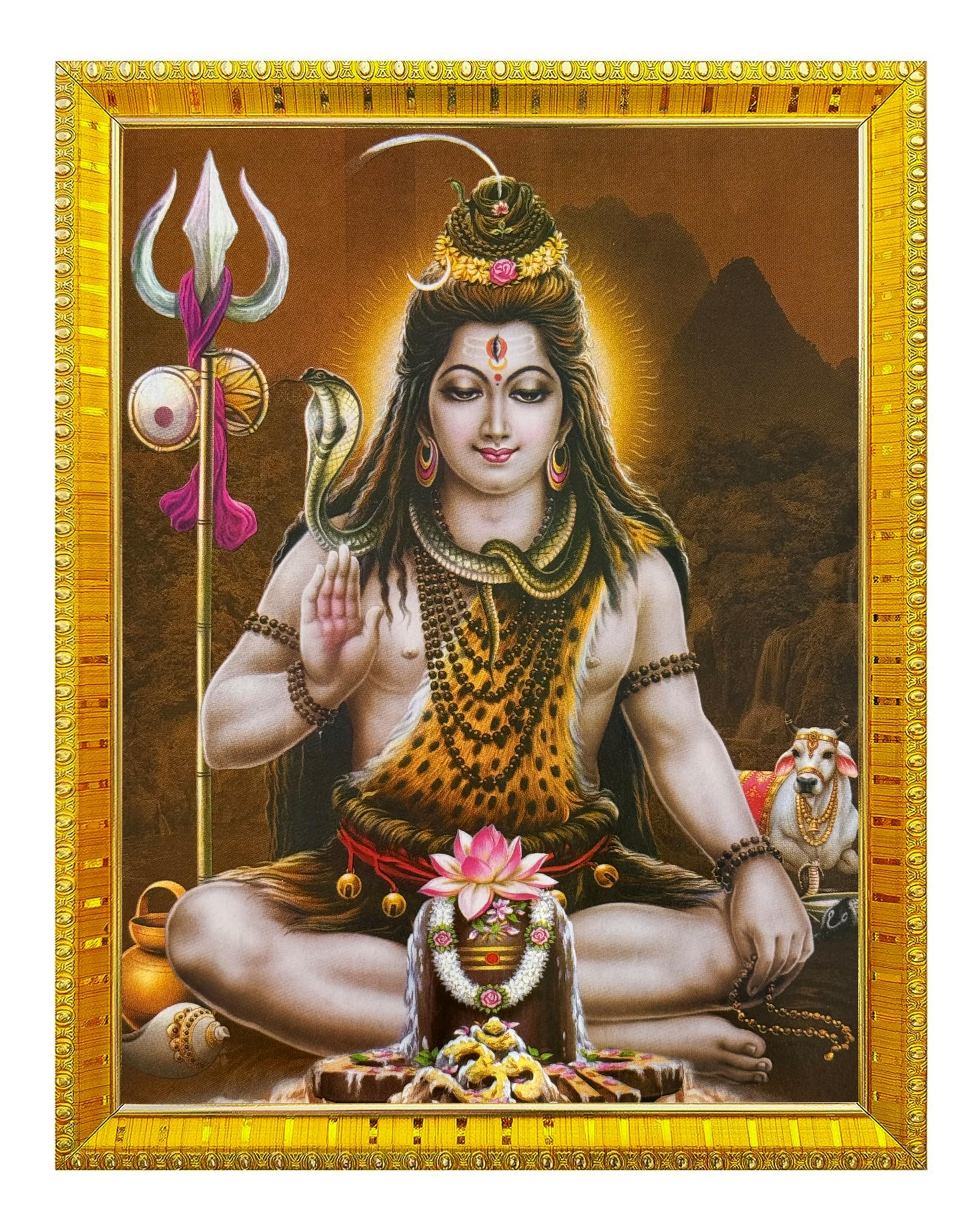 Koshtak Lord Shiva/Shiv Shankar/Bholenath Ji Photo Frame with Glossy Lamination On Poster with Golden Frame for Puja Room/Temple/Wall Hanging/Gift/Home Decor/Worship Size 30cm x 23cm…