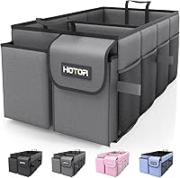 Vista 3 de HOTOR Organizador de Maletero Plegable - Compatible con SUV y Sedán, 3 Compartimentos, Gris, 31.9"×12.6"×10.6" Organización de Automóvil Resistente