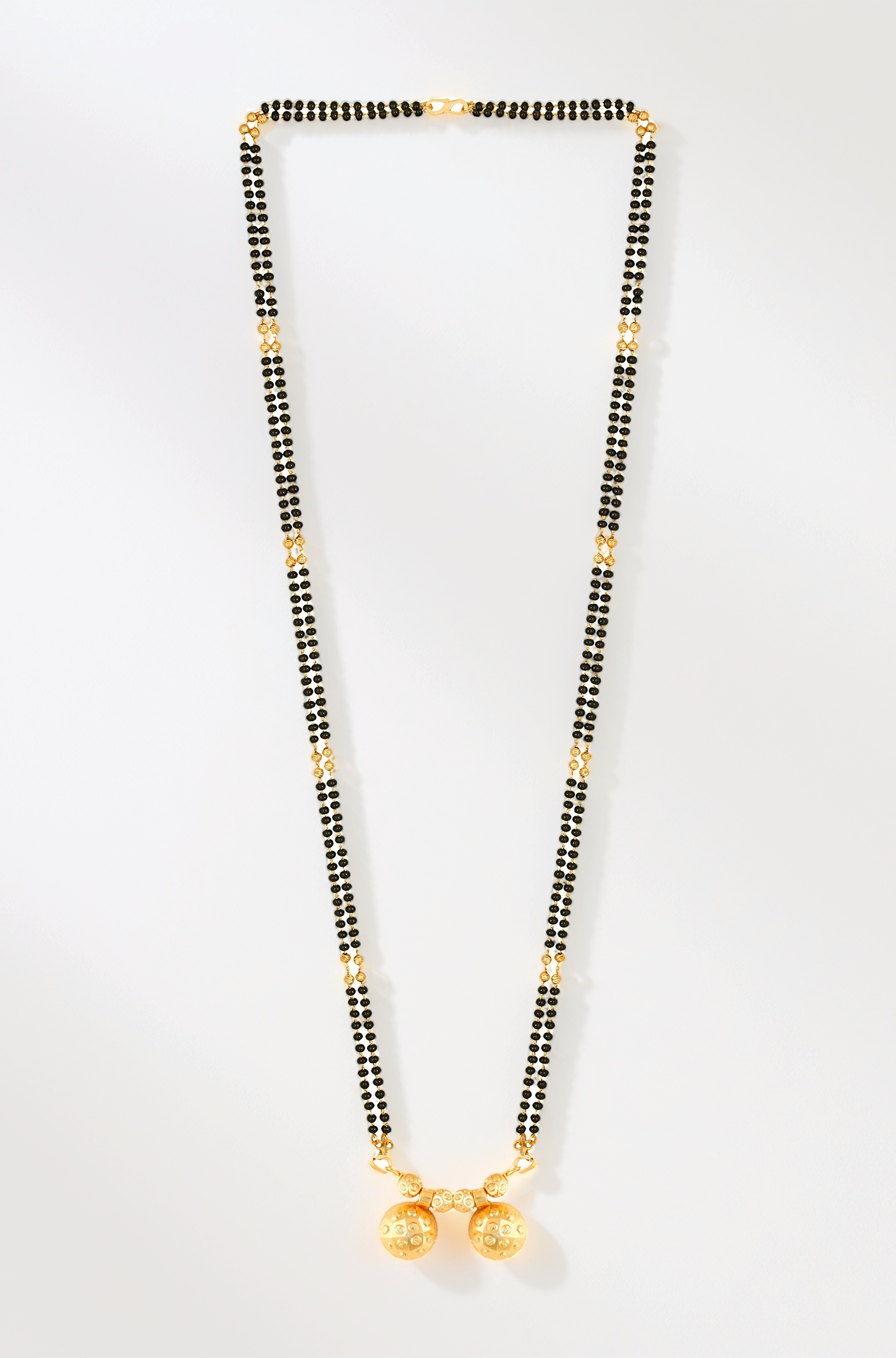 2 Vati Wati Mangalsutra For Women Girls Ladies Temple South Indian Traditional 1 Gram Gold Stylish Maharashtrian Long Chain Double Mangal sutra Pendant Tanmaniya Black golden Nallapusalu Chains