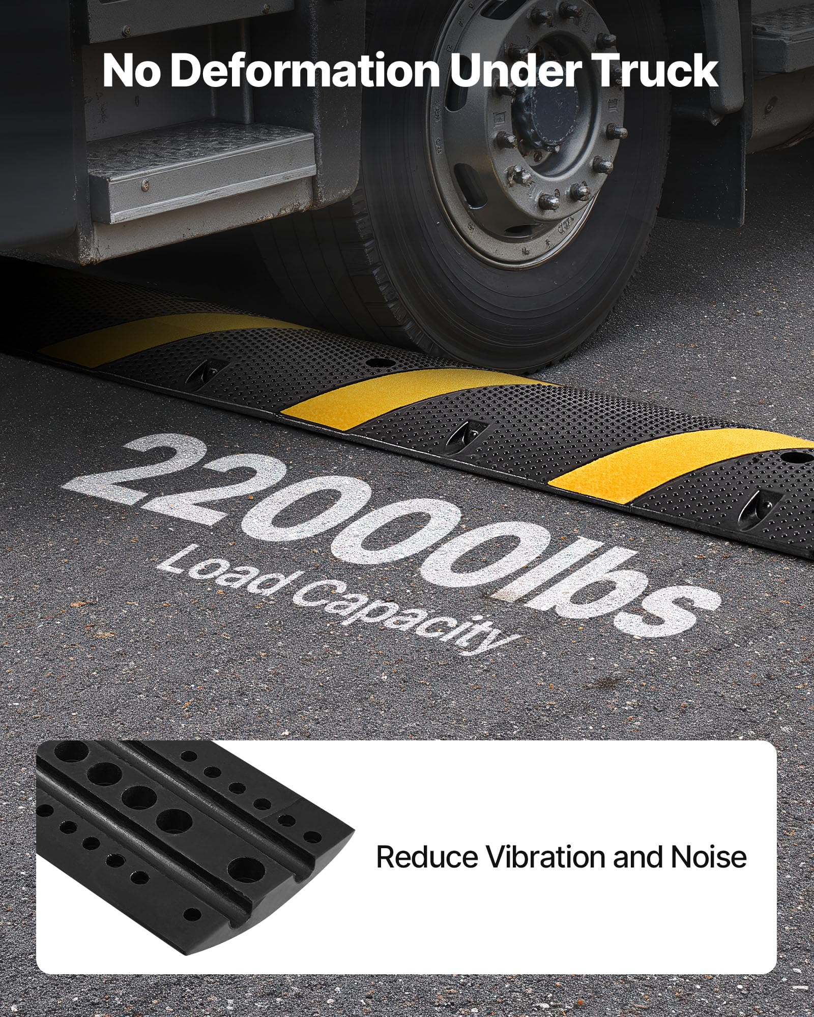 VEVOR Protector de Cables para Suelo 1830 mm 2 Canales Rampa de Protección de Cable Capacidad de Carga de 9979 kg con Tornillos de Expansión, para Caminos de Entrada de Grava, Hormigón, 2 Piezas