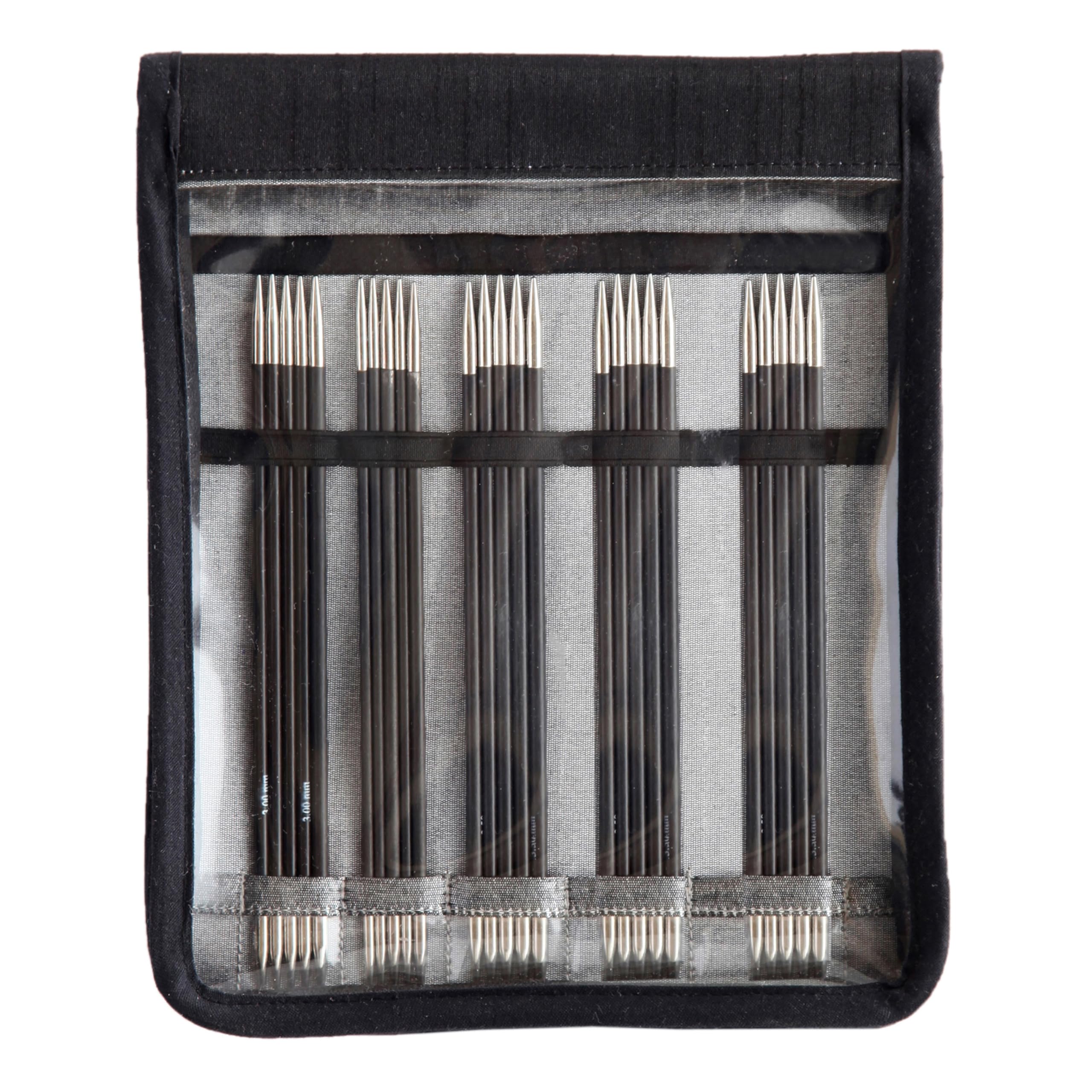 KnitPro 41614 Nadelspiel Set Karbonz 15 cm, Schwarz