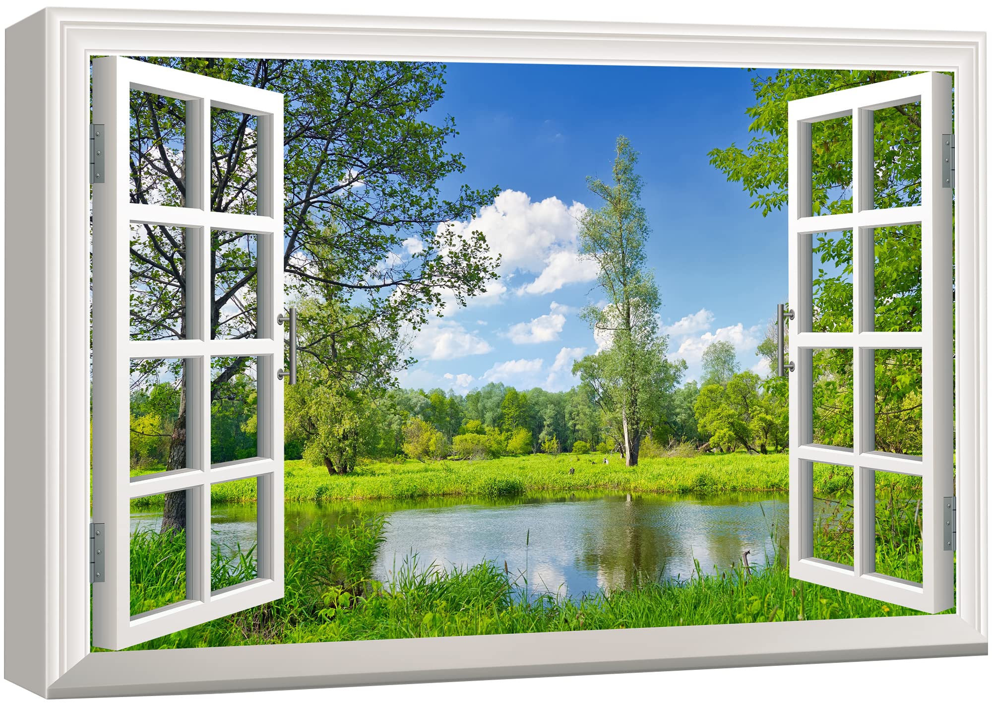wall26 Window Lake View Canvas