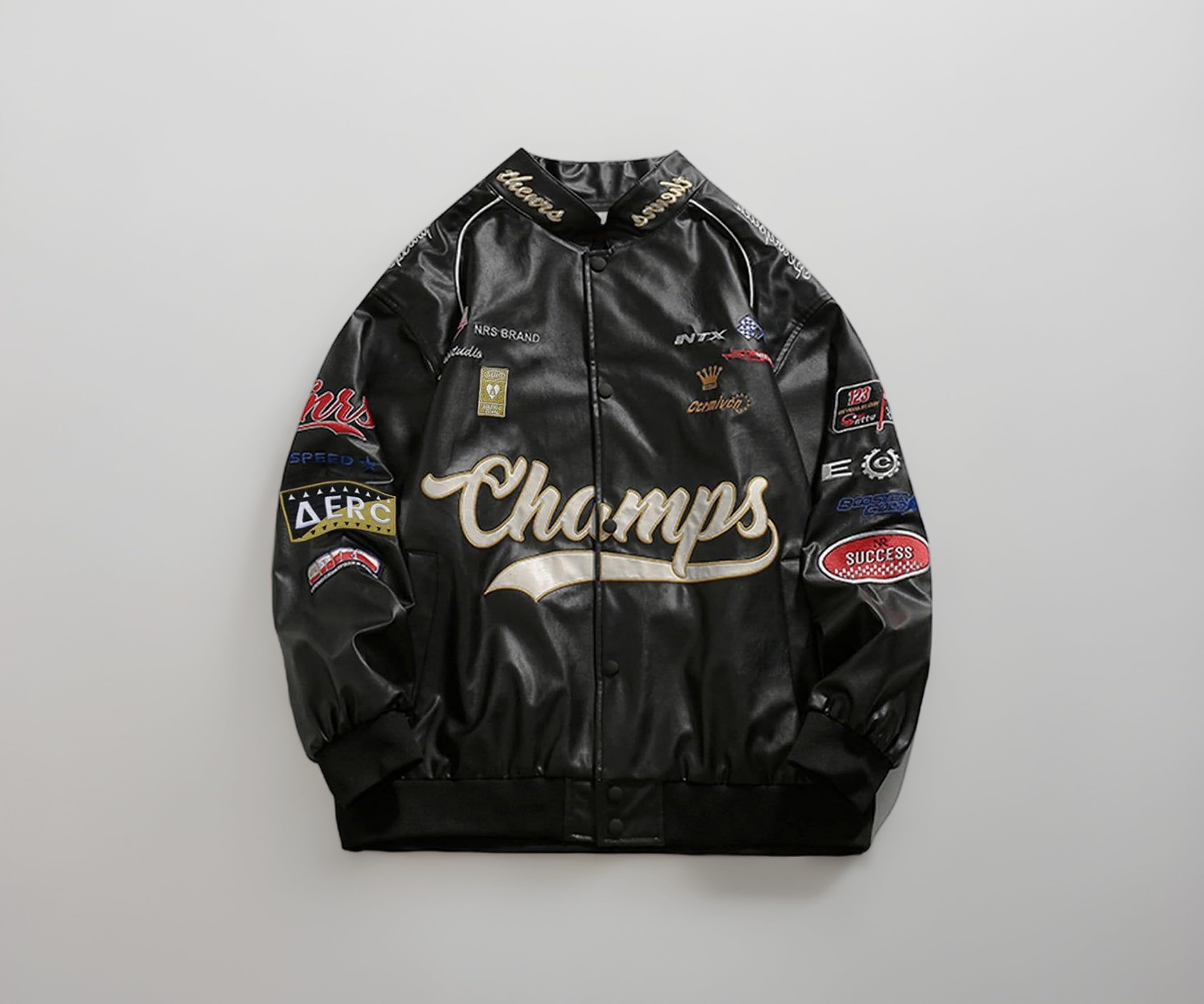 Aelfric Eden Faux Leather Racing Jacket Oversized Motorcycle Biker Racer Jackets Streetwear Unisex