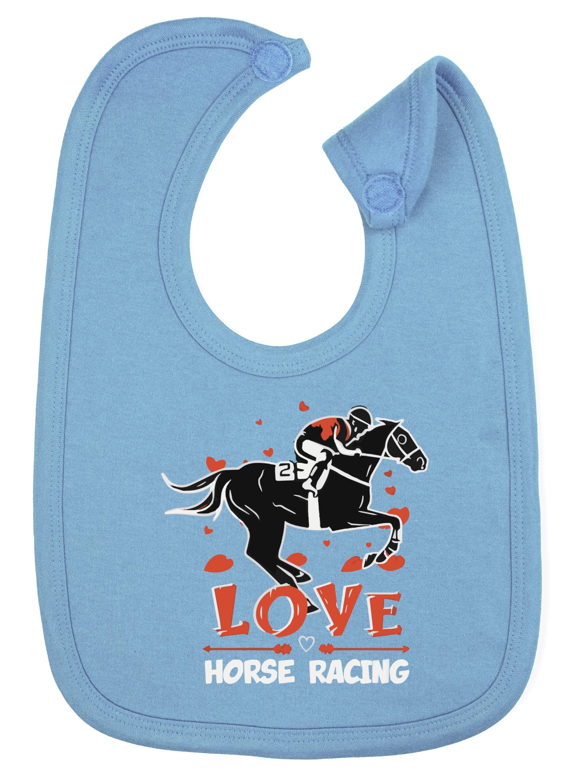 Hippowarehouse I Love Horse Racing design cotton baby nursing bib boys girls 35cmx22cm