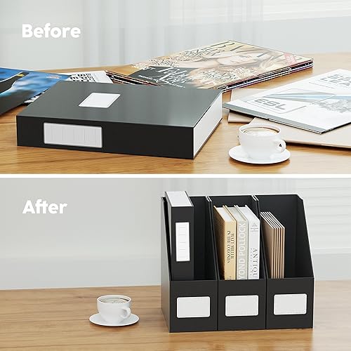 Miniatura 3 de JiaWei Portatarjetas negras para archivadores, 3 paquetes de cartón, organizador de oficina, almacenamiento de escritorio, archivador para estantes