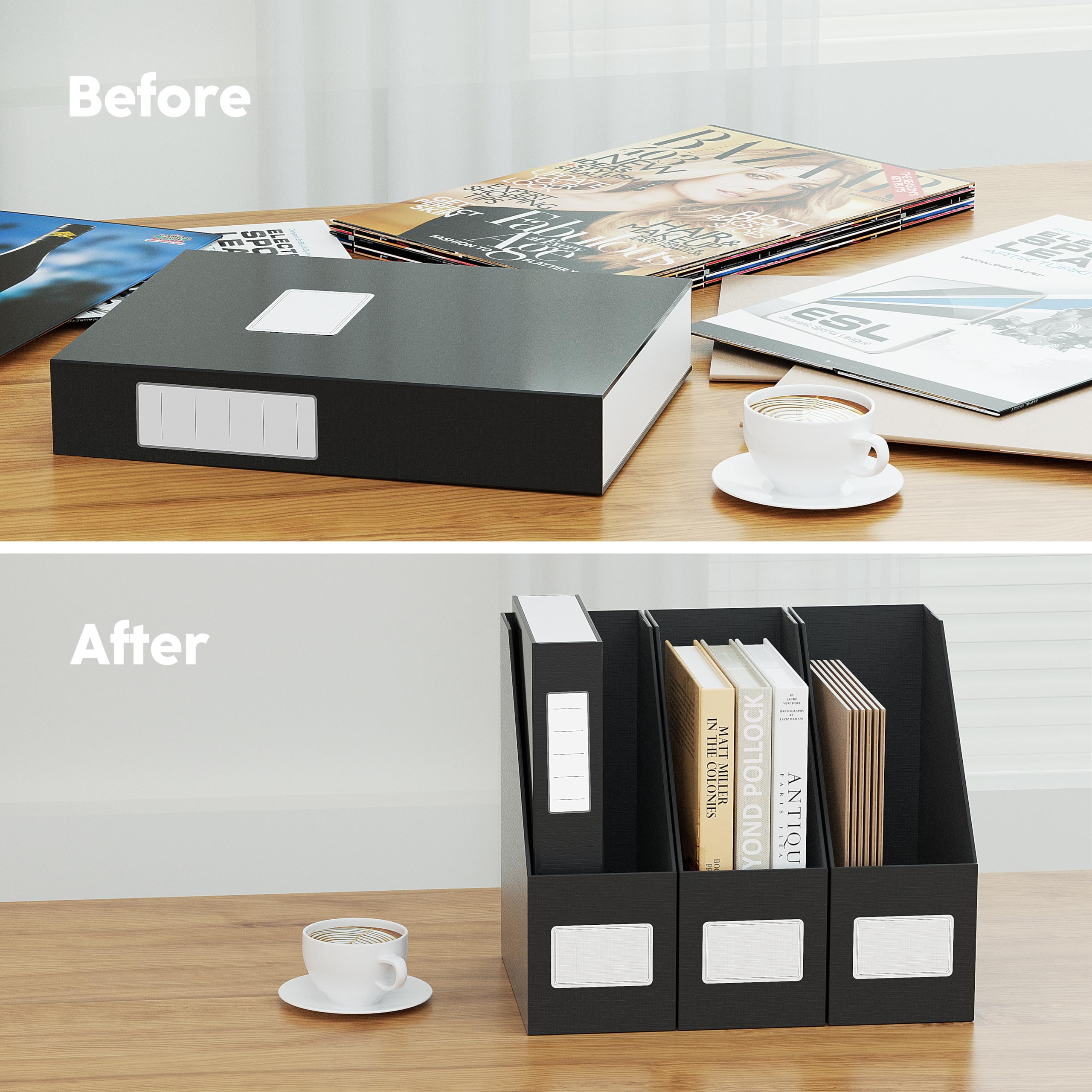 Set 4 Portariviste In Cartone Robusto 2150 G/m² – Per A4, Multicolore, Per Casa, Ufficio, Scuola, Con Design Animalier
