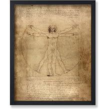Monem Art Vintage Leonardo Da Vinci Poster - Retro Vitruvian Man Print - Drawing Art - Renaissance Art - Gift for Men & Women - Decor for Living Room, Bedroom or Office - 8x10 UNFRAMED Wall Art