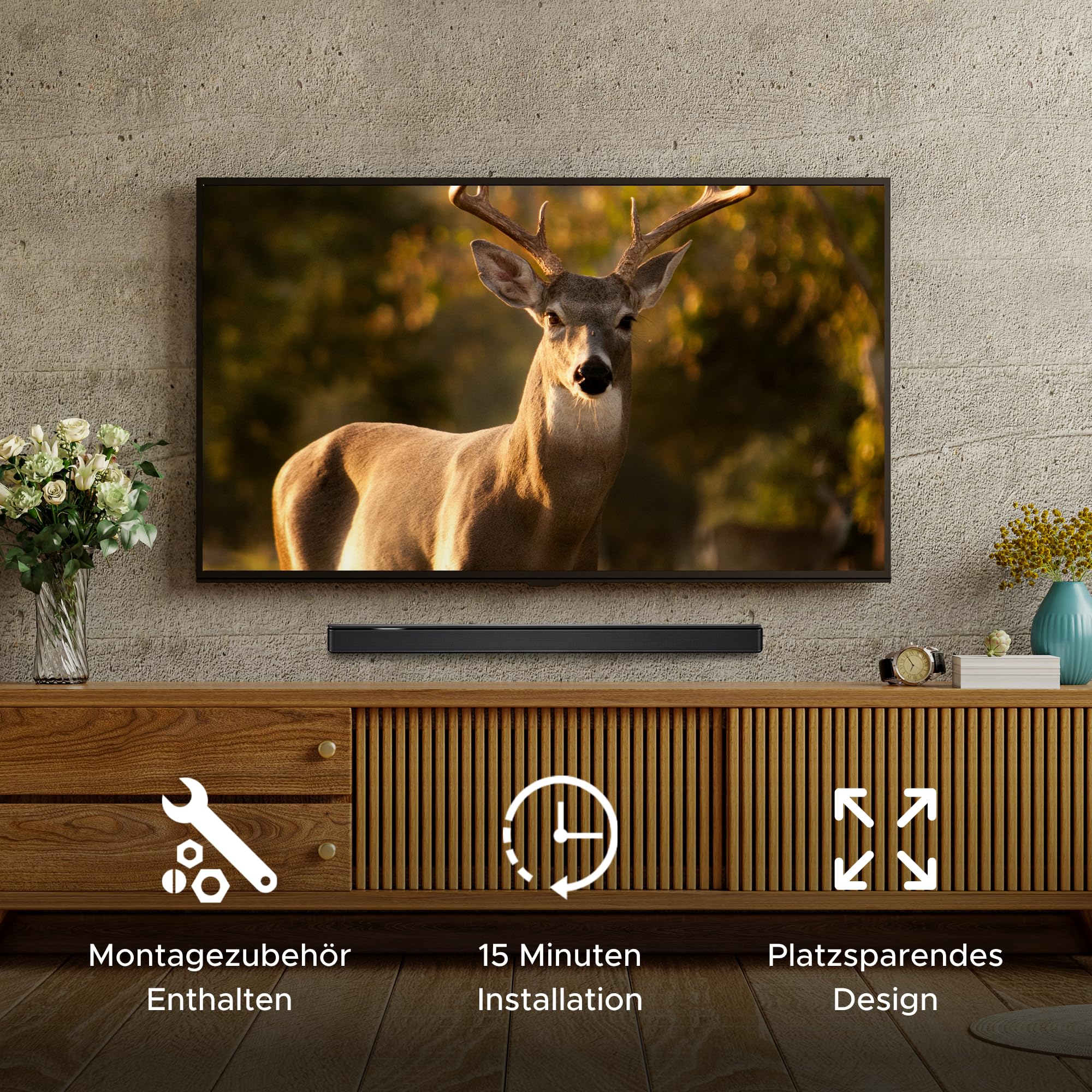 Sound Bass Smart Soundbar 300 500 550 600 700 900 Lifestyle Ultra Wandhalterungsset für Bose 300/500/550/600/700/900 Lifestyle Ultra, TV Speaker, Verstellbares Montage unter TV-Halterung, Schwarz