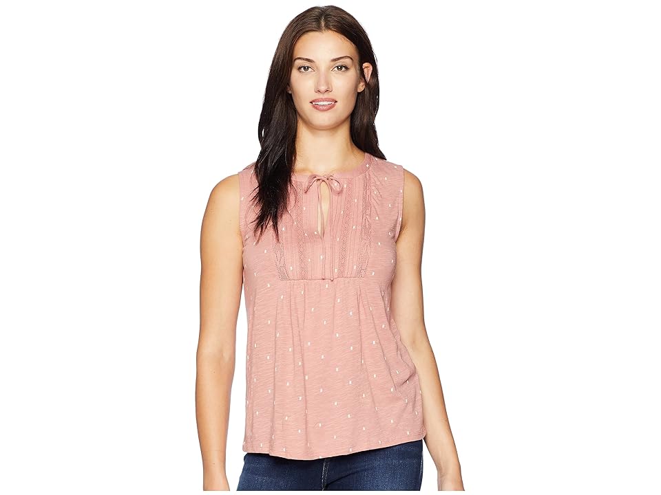 

Lucky Brand Sleeveless Lace Mix Top (Old Rose) Women's Clothing