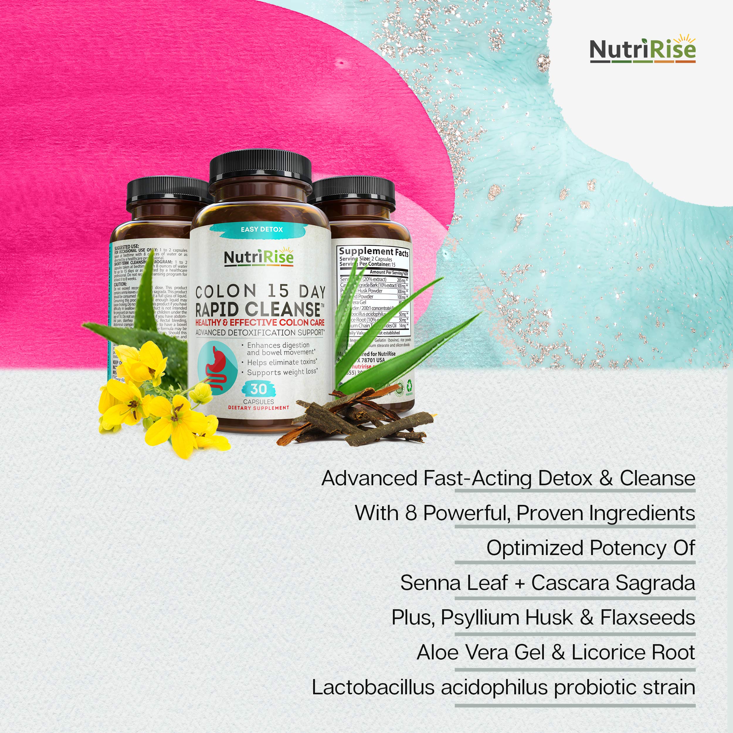 Colon Cleanser Detox for Weight Loss. 15 Day FastActing ExtraStrength