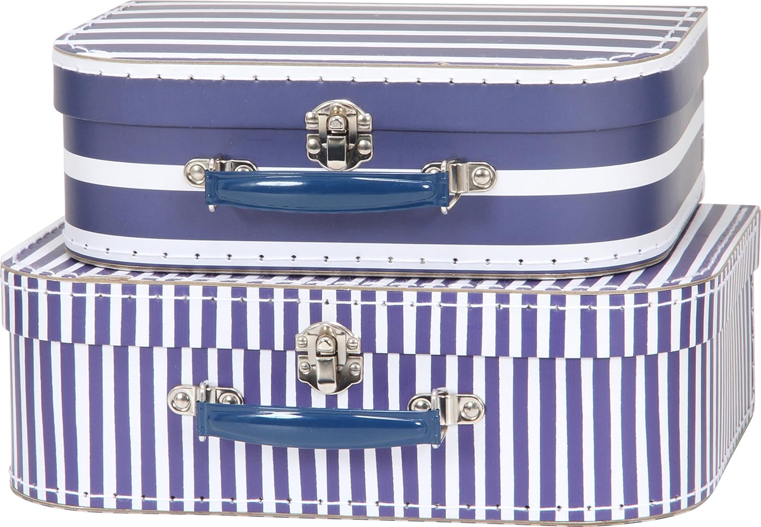 Amazon 不二貿易 トランク型 ペーパーボックス 2点セット ボーダー ネイビー ブルー 収納用品 オンライン通販