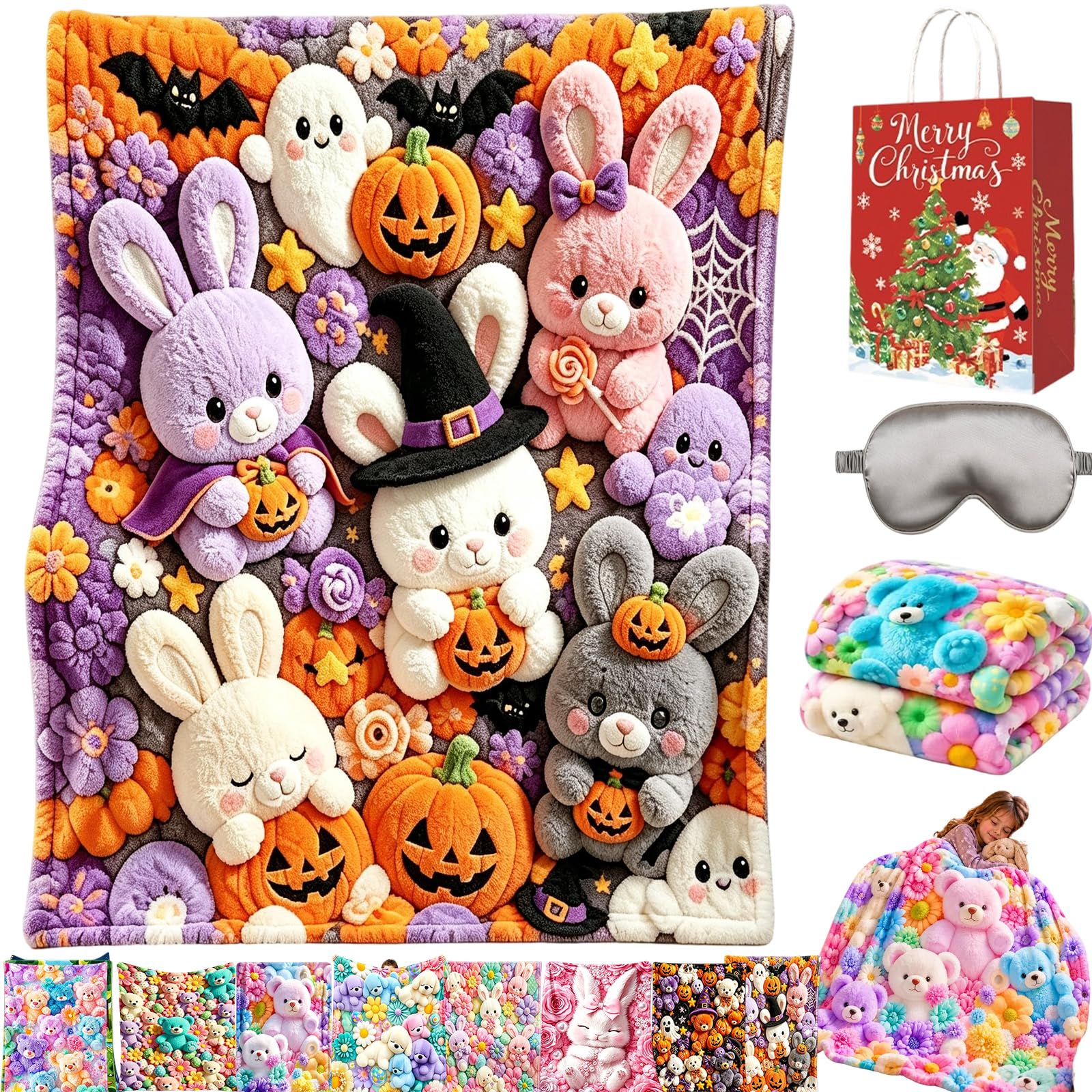 Teddy Pastel Floral Print Throw Blanket, Teddy Bear Blanket (H,30*40in)
