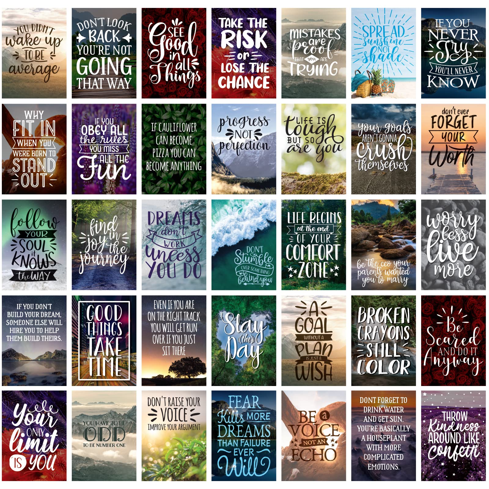 Global Printed Products Motivational Cards: 100 Inspirational, Kindness, Motivational and Quote Cards. Business Card Size - 2.5x3.5 inches (Photography - Pack of 100)