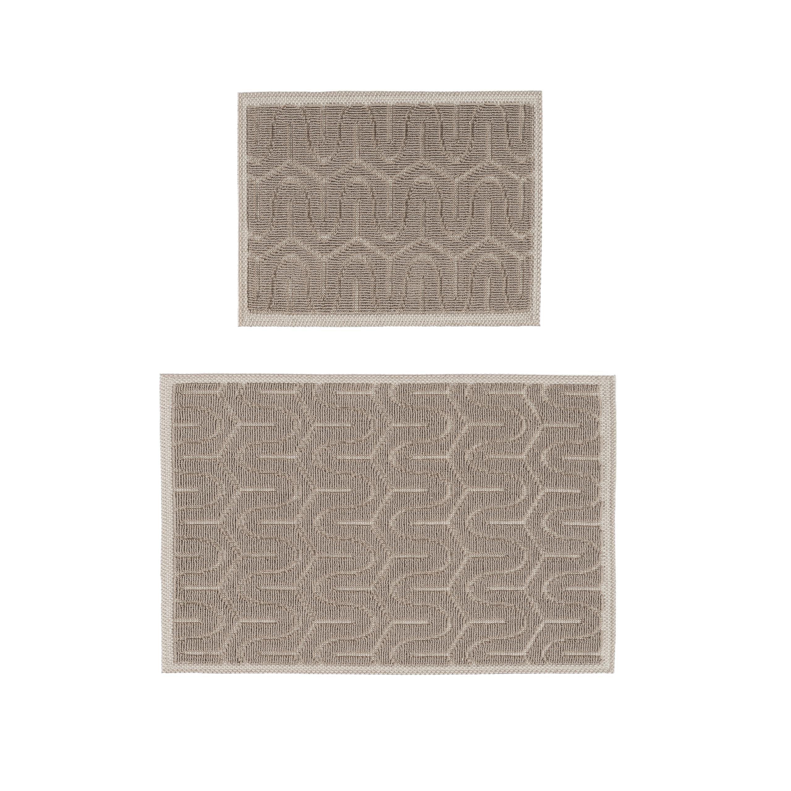 Ruglenza Bathroom Mat Set – 2 Piece Non Slip Cotton Bath Mats for Bathroom & Shower, Textured Loop Bath Rug Set, Quick Dry, Machine Washable, Easy Clean (Cream/Beige-BK06, 50 x 120 CM)