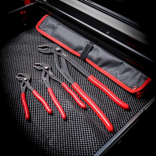 Miniatura 4 de ABN Alicates grandes para juntas deslizantes, juego de 3 alicates de cocodrilo con 7, 10 y 16 pulgadas de longitud para fontanería automática y