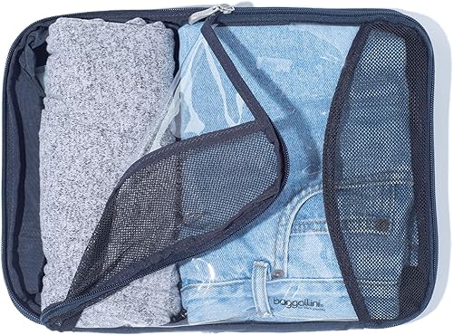 Miniatura 7 de Baggallini Juego de 3 cubos de compresión - Cubos de compresión ligeros para viajes, Azul marino francés, Talla única