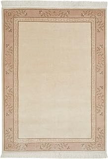 -LUXOR- living Teppich Gala handgeknüpfter Premium Teppich aus 100% Wolle - hochwertiger nachhaltiger Knüpfteppich 40 x 60 cm Creme