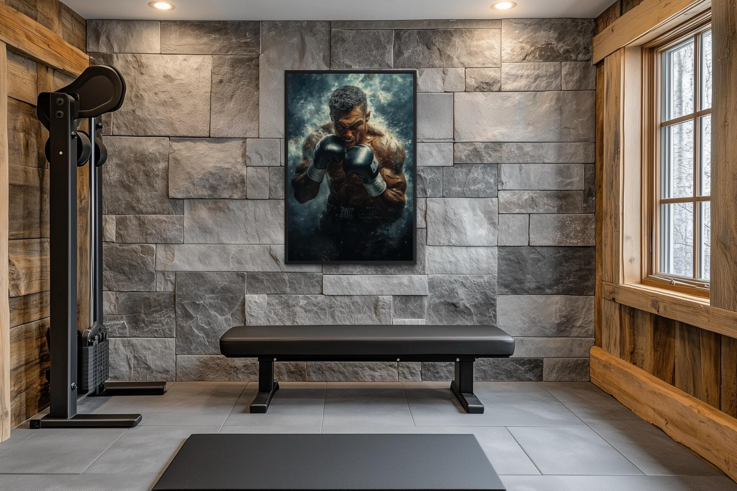 lianyibo Impresión artística de boxeador, póster de entrenamiento de boxeo para gimnasio en casa, inspiración de fitness, decoración motivacional para gimnasio (60 x 80 cm/sin marco)
