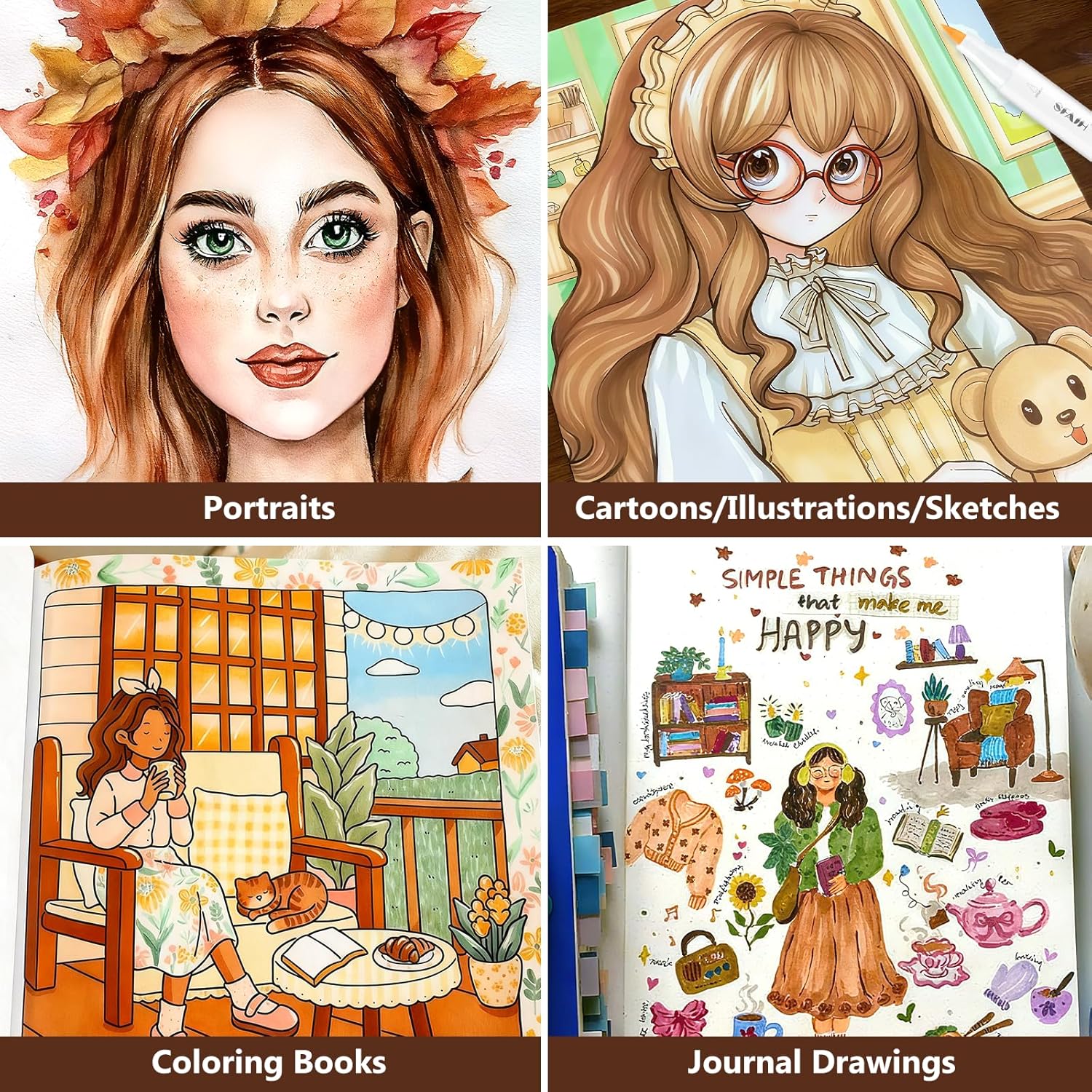 SFAIH Skin Tone Alcohol Markers Brush & Fine - 37 Portrait Color Permanent Markers for Adults/Teen/Artists/Creators, Blendable Art Markers for Coloring Sketch & Drawing & Illustration-Refillable Ink - Image 7