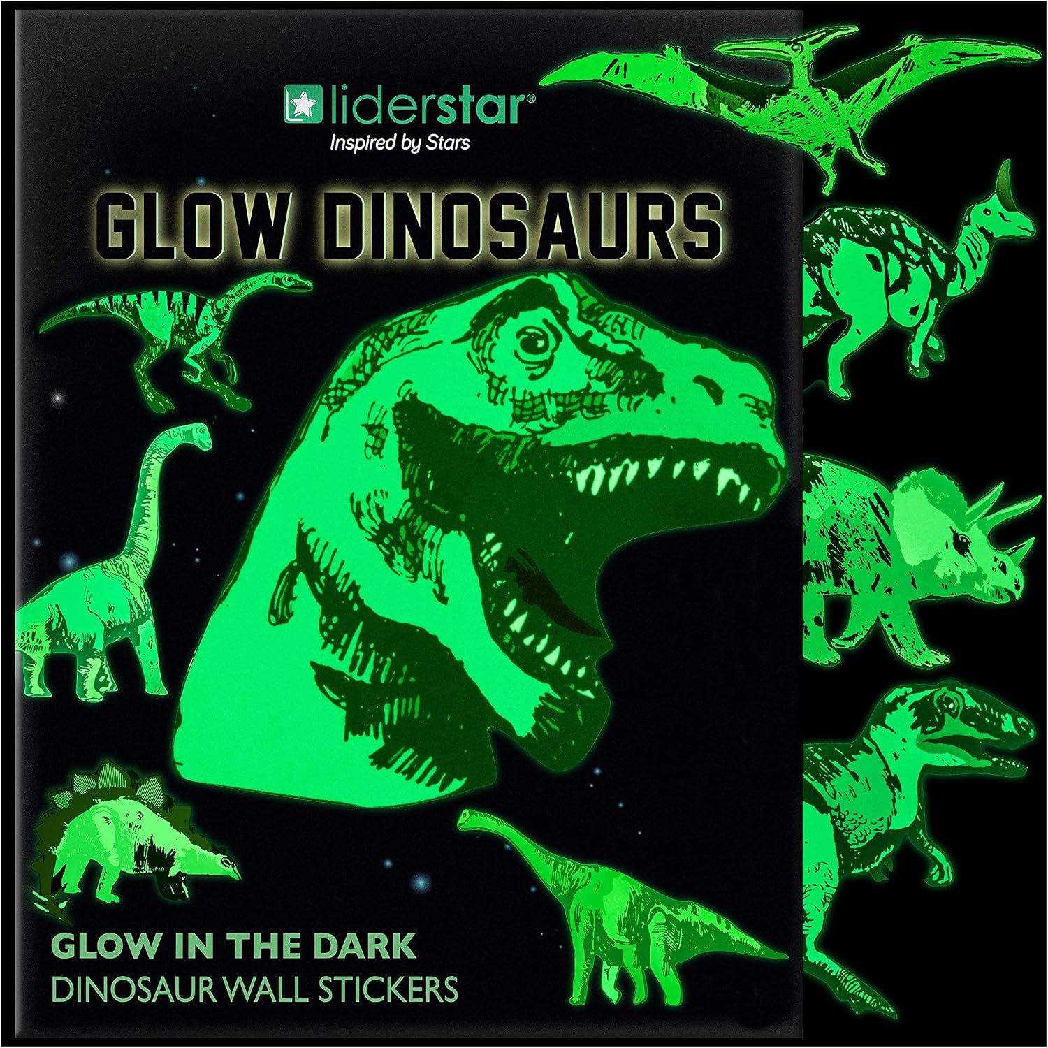 Dinosaur and Planets Solar System Glow in The Dark Wall Stickers for Kids Bedroom Decor